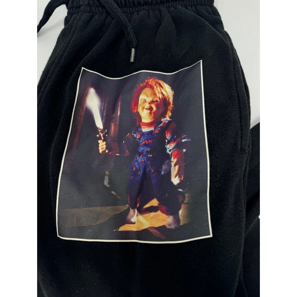 Chucky Sweatpants Black Graphic Print Joggers Horror Movie Fan Apparel‎ Size S